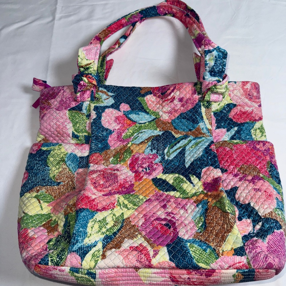 NWT Vera Bradley Hadley Tote Superbloom Floral Quilted Cotton Shoulder Bag $98 - Picture 5 of 10